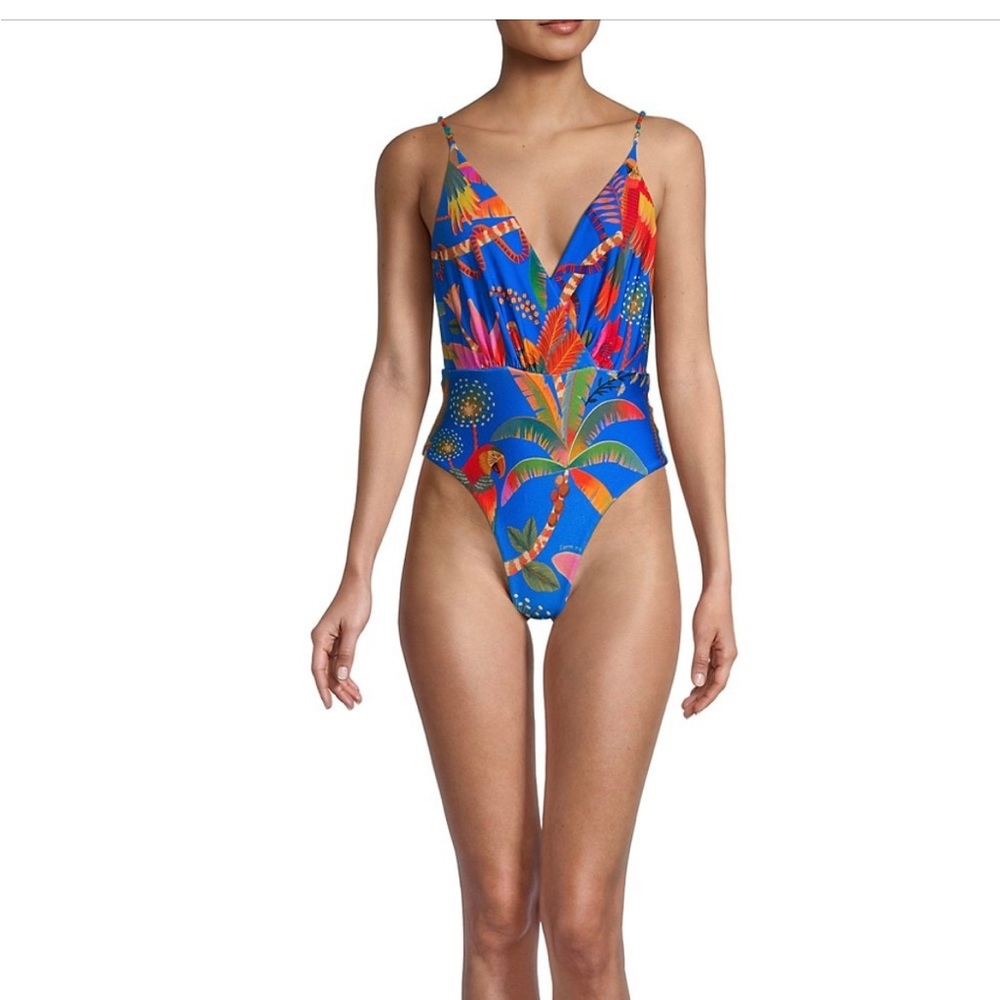 Farm Rio Macaw Party 1 piece swimsuit. Price is firm.